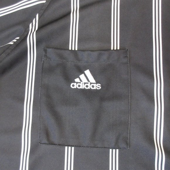 VTG ADIDAS REFEREE SHIRT BLACK & WHITE POLYESTER - Picture 3 of 5